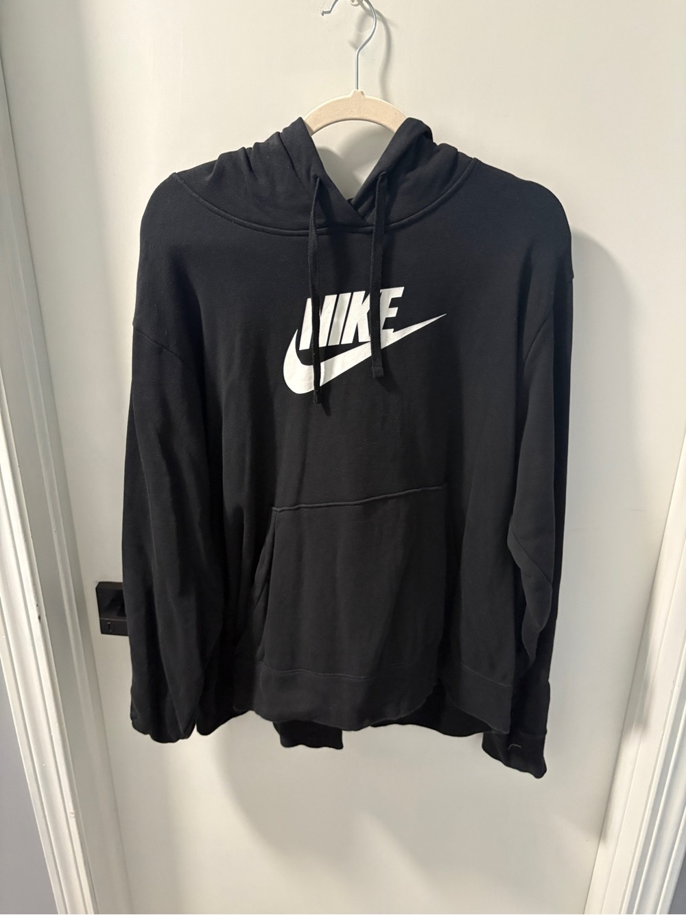 Nike Black Crewneck Hoodie with White Swoosh Logo